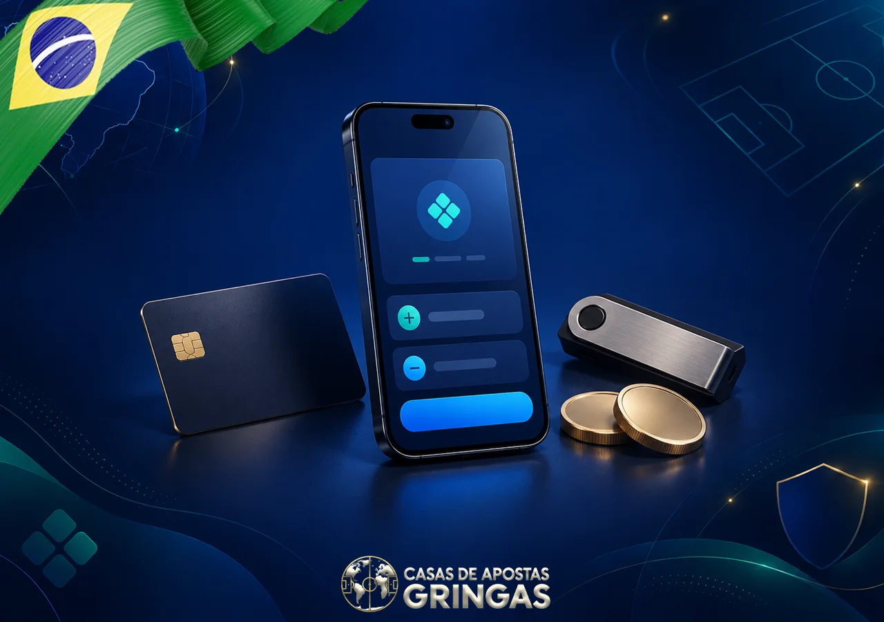 Celular com opções de pagamento aparece junto a cartão, carteira digital e moedas